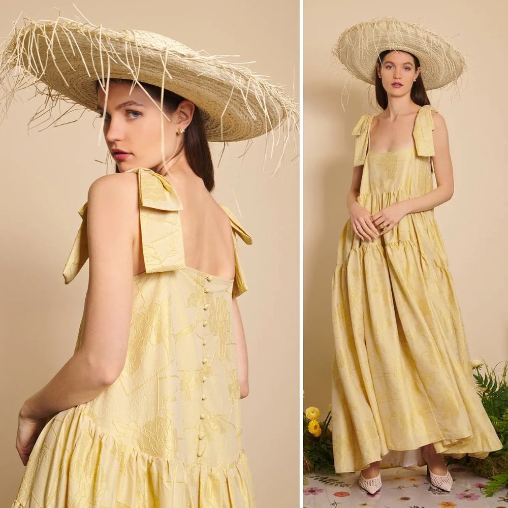 NEW Tuckernuck x Sister Jane Floral Square Neck Tiered Bow Shoulders Maxi Dress - Picture 3 of 13